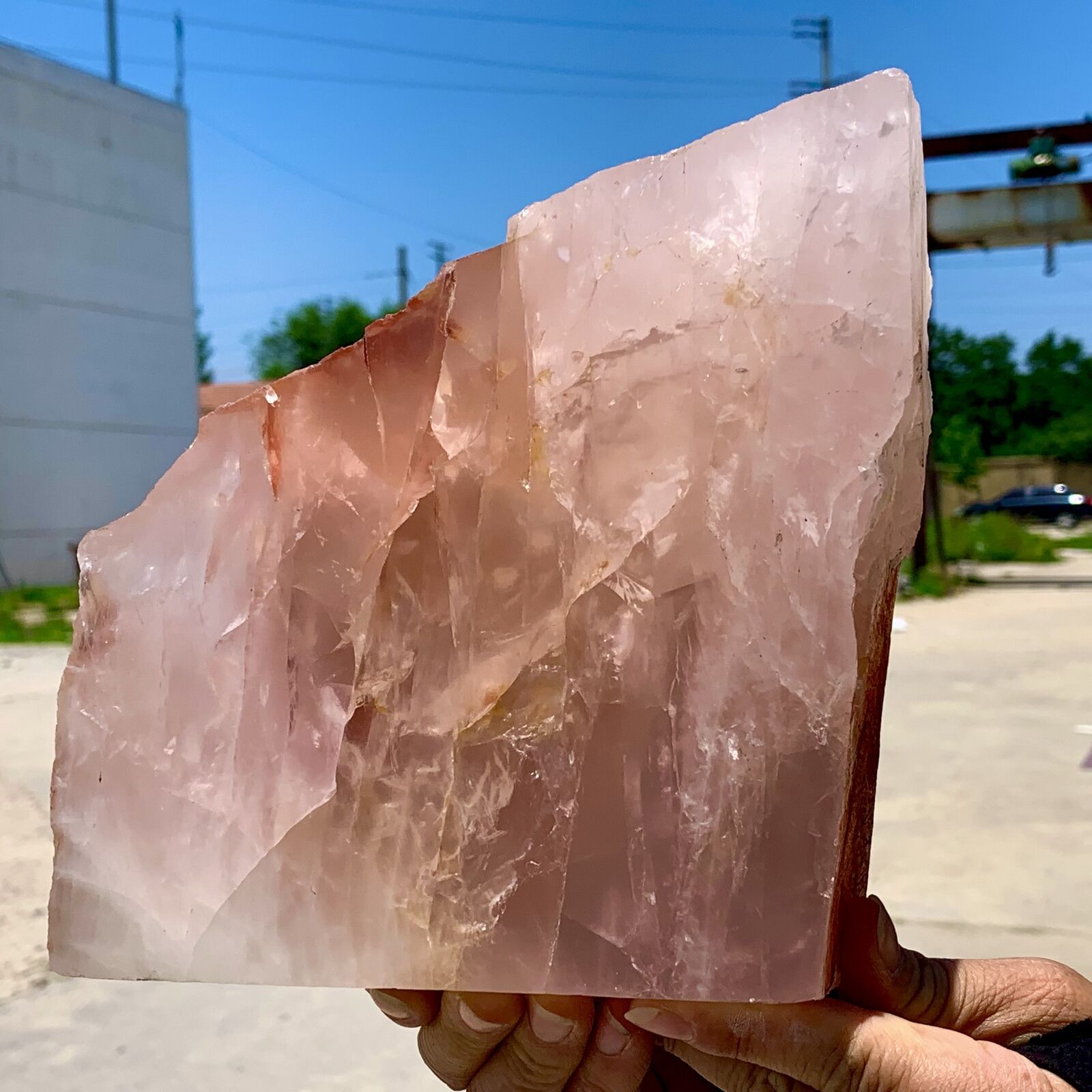 7.43LB Natural Rose Quartz Crystal Pink Crystal Stone slices  Healing