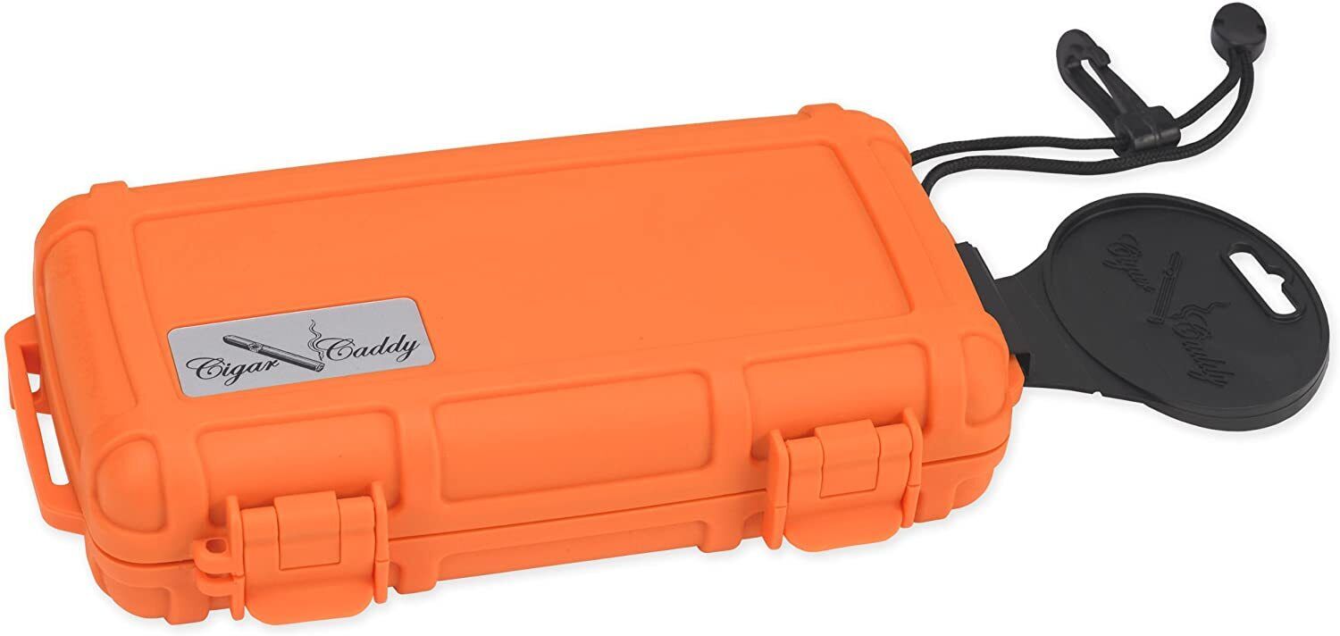 Cigar Caddy 3400 5 Cigar Waterproof Travel Humidor Case Orange
