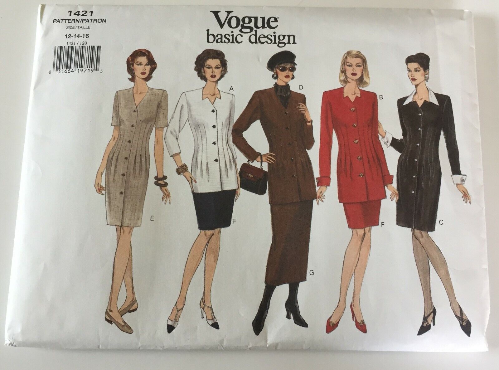 Vogue 1421 Sewing Pattern Misses Sizes 12 - 16 DRESS TOP and SKIRT loose Fitting