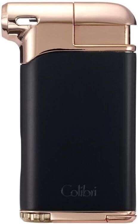 NEW, Black & Chrome Colibri Pacific Air Pipe Lighter, Black + Rose LI400C9