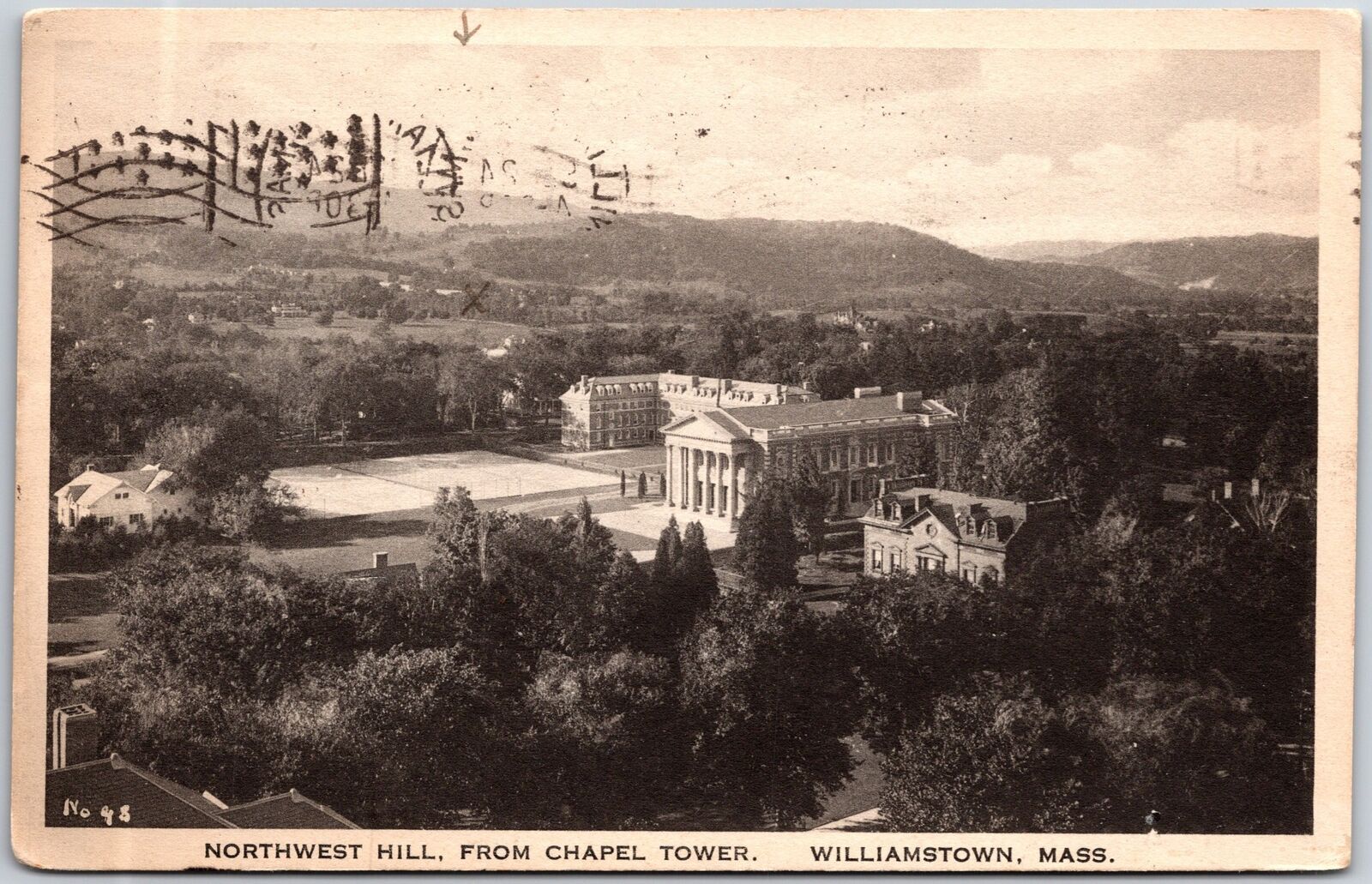 Williamstown Massachusetts MA, 1918 Northwest Hill, From Chapel Tower, Postcard