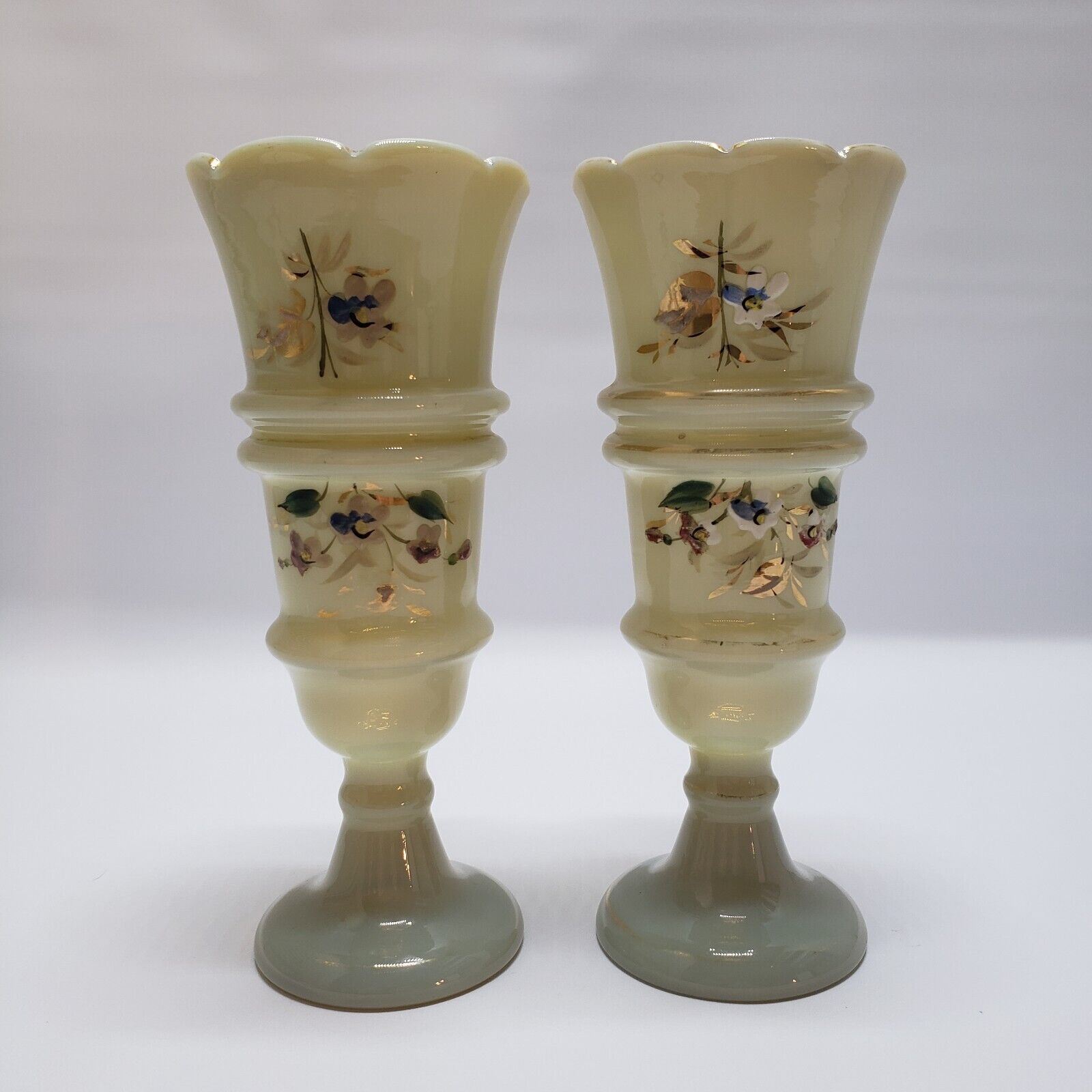 Antique Bristol Glass Vases Set of 2
