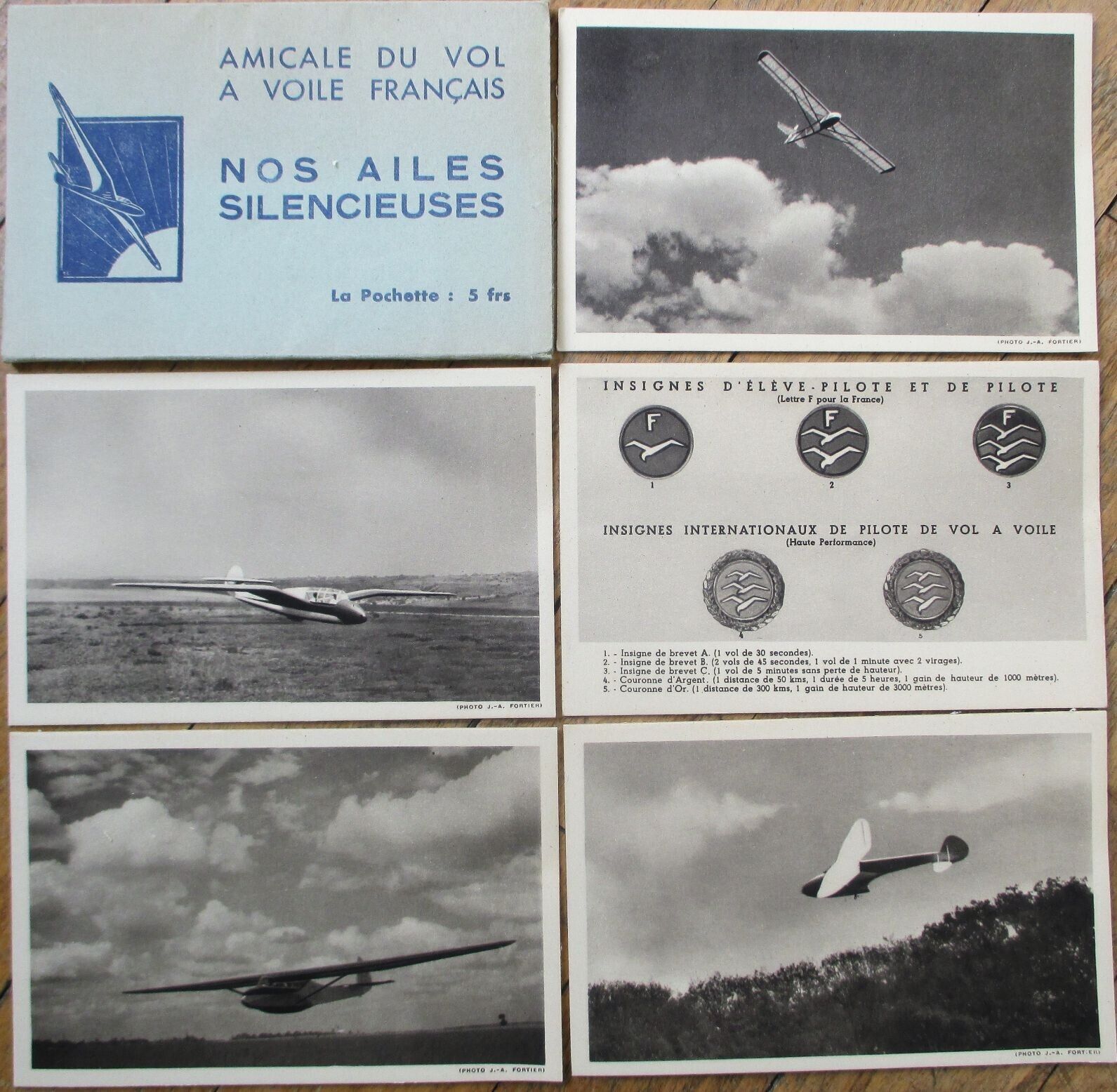 French Aviation 1930s Set Ten Postcards, Glider Airplane, Original Package