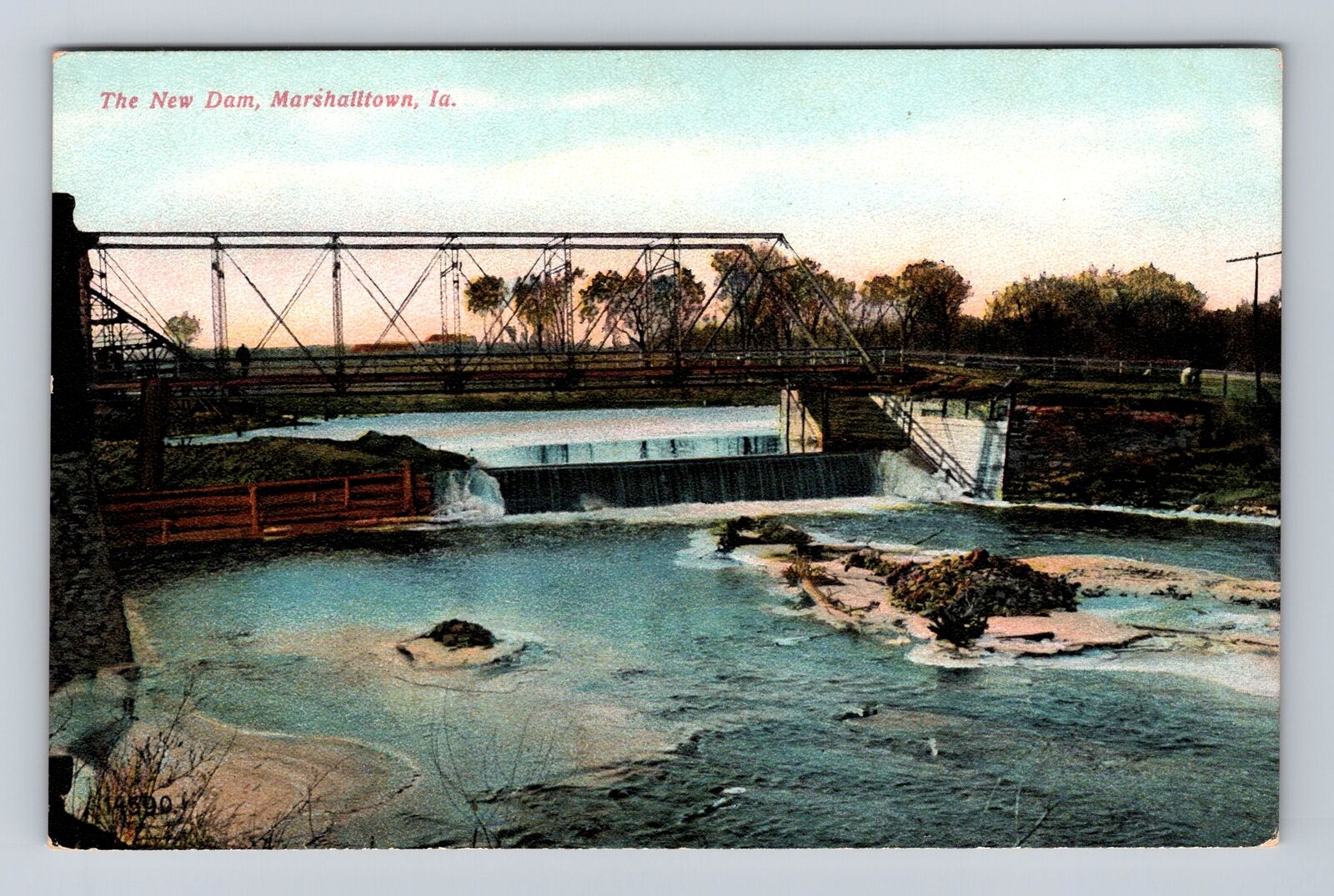 Marshalltown IA-Iowa, The New Dam, Antique, Vintage Souvenir Postcard