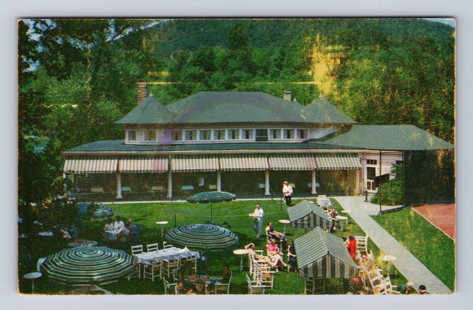 Hot Springs VA-Virginia, Lunch on Casino Lawn, Antique Vintage Souvenir Postcard