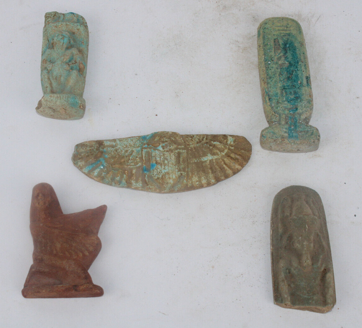 5 RARE ANCIENT EGYPTIAN PHARAONIC ANTIQUE Amulets Statues (BS)