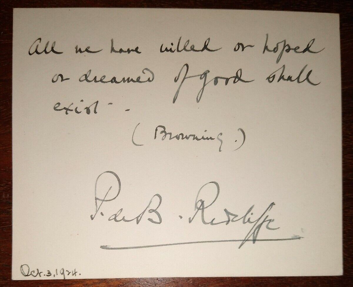  General Sir Percy Radcliffe (1874 -1934) Autograph - Signed  &  Inscribed Card 