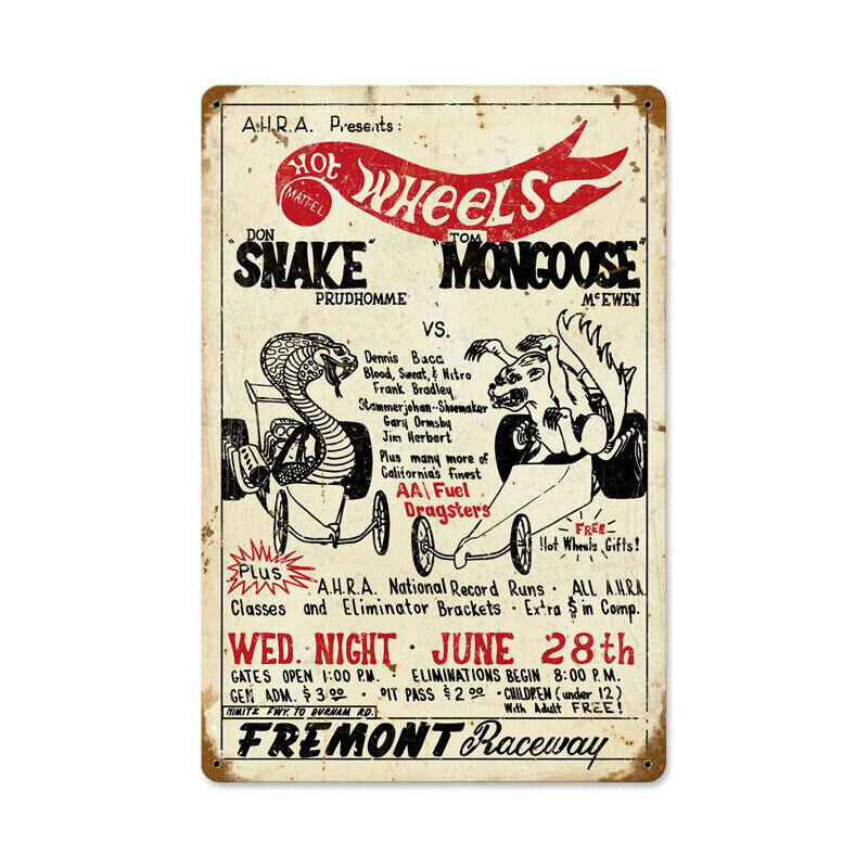 Vintage Style Metal Sign Snake Vs Mongoose 12 x 18