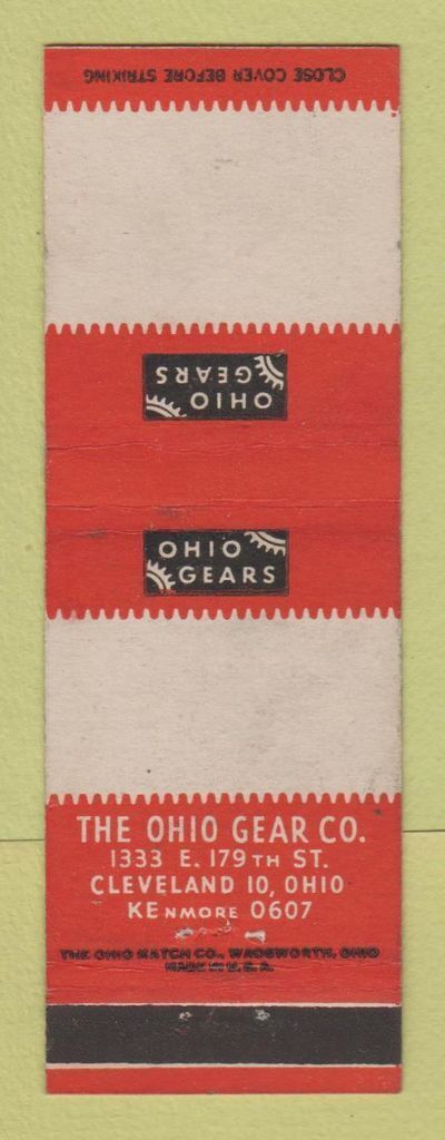 Matchbook Cover - Ohio Gear Cleveland OH