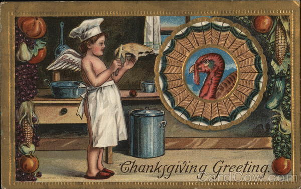 1909 Thanksgiving Greeting Antique Postcard 1c stamp Vintage Post Card