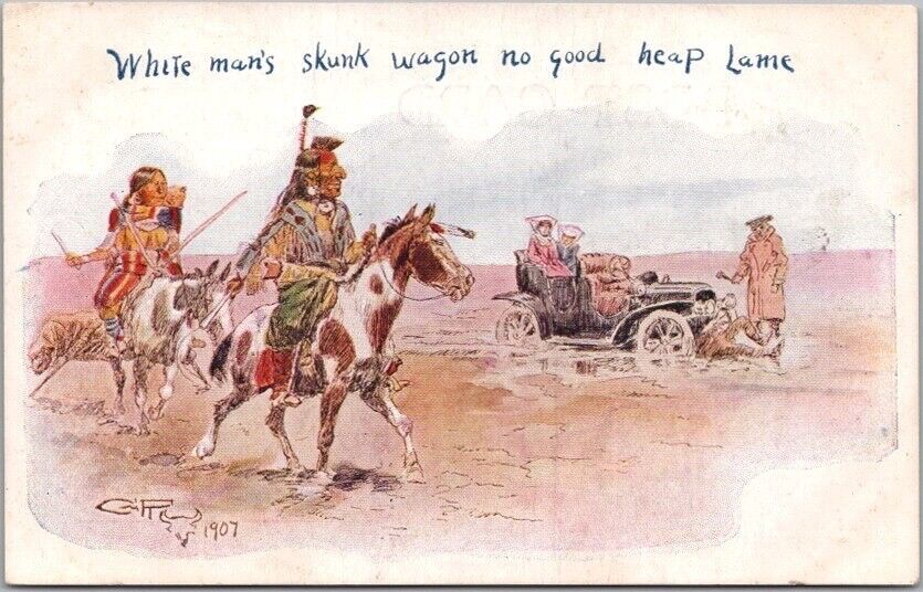 1907 Artist-Signed CHARLES M. RUSSELL Postcard \