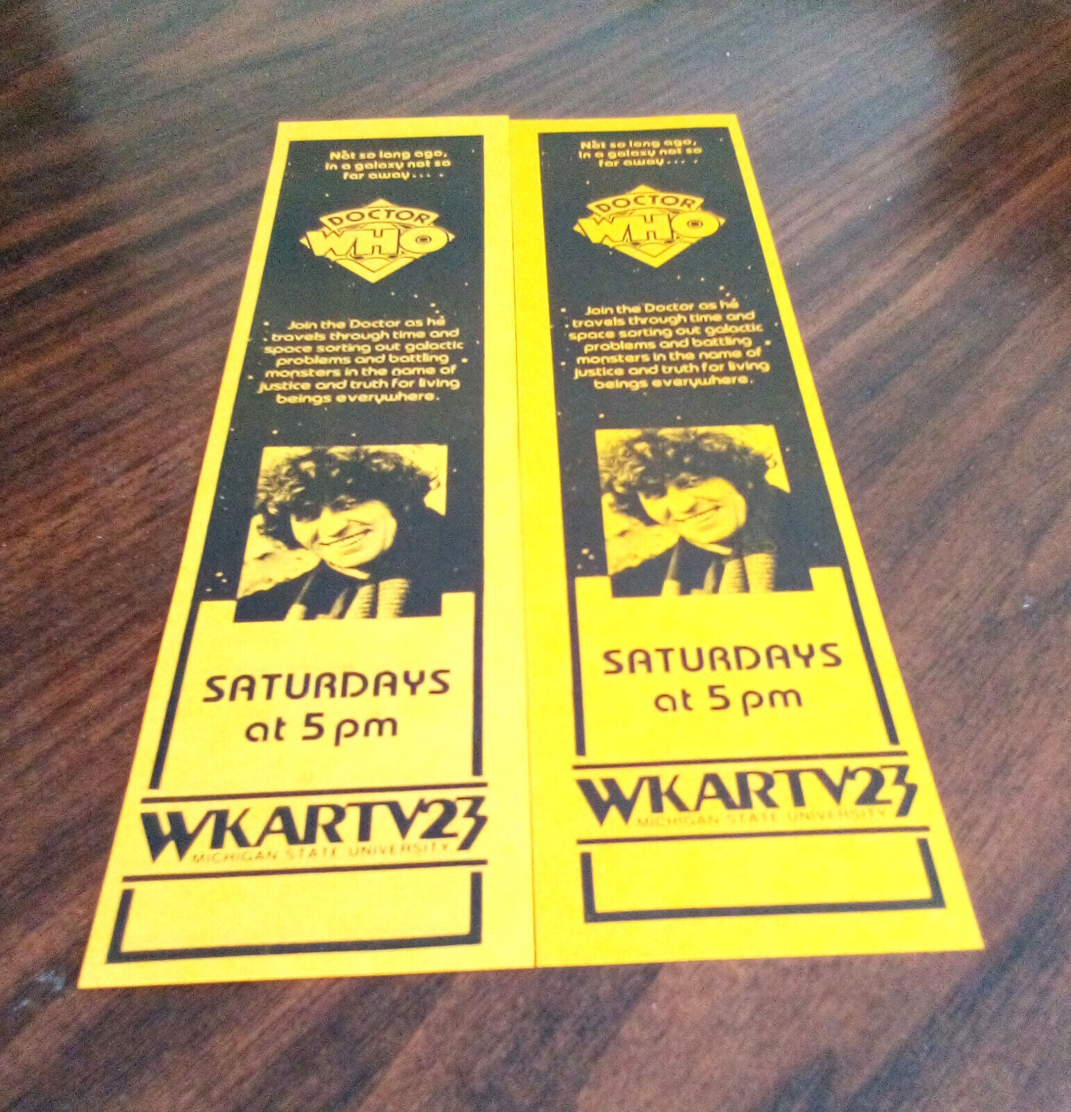 Lot Of 2 Rare Classic Doctor Who Bookmarks Michigan State WKARTV23 Early 1980\'s
