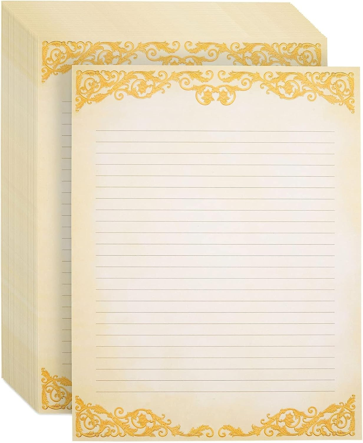 48-Pack Vintage-Style Lined Stationary Paper for Writing Letters, Antique, Old