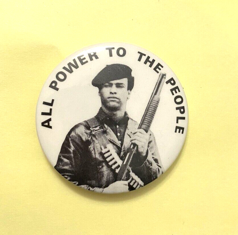 Huey Newton Founder Black Panthers All Power to the People Pinback Button 1 3/4\