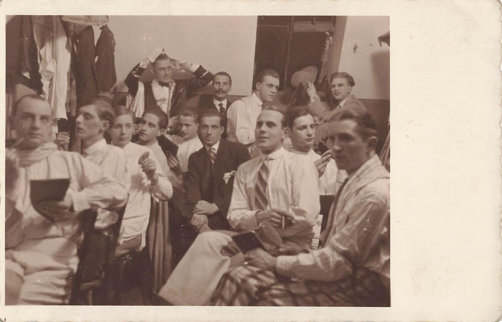 INCREDIBLE Cabaret Photo Germany 1928 Backstage GAY INT RPPC Postcard TOP NOTCH