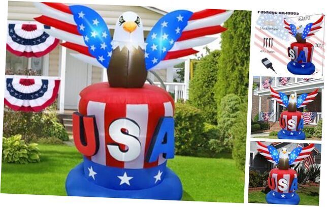 Juegoal Patriotic Independence Day Inflatable, 8FT Height USA Bald Eagle on 
