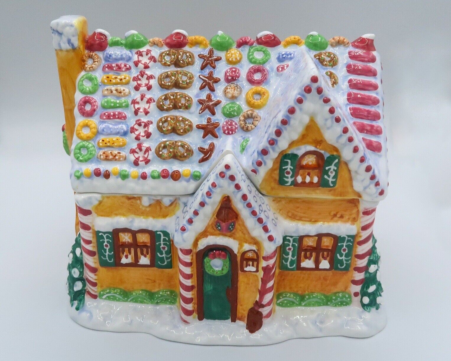 VTG Pipka Chef Claus Gingerbread House Christmas Cookie Jar HTF 2000