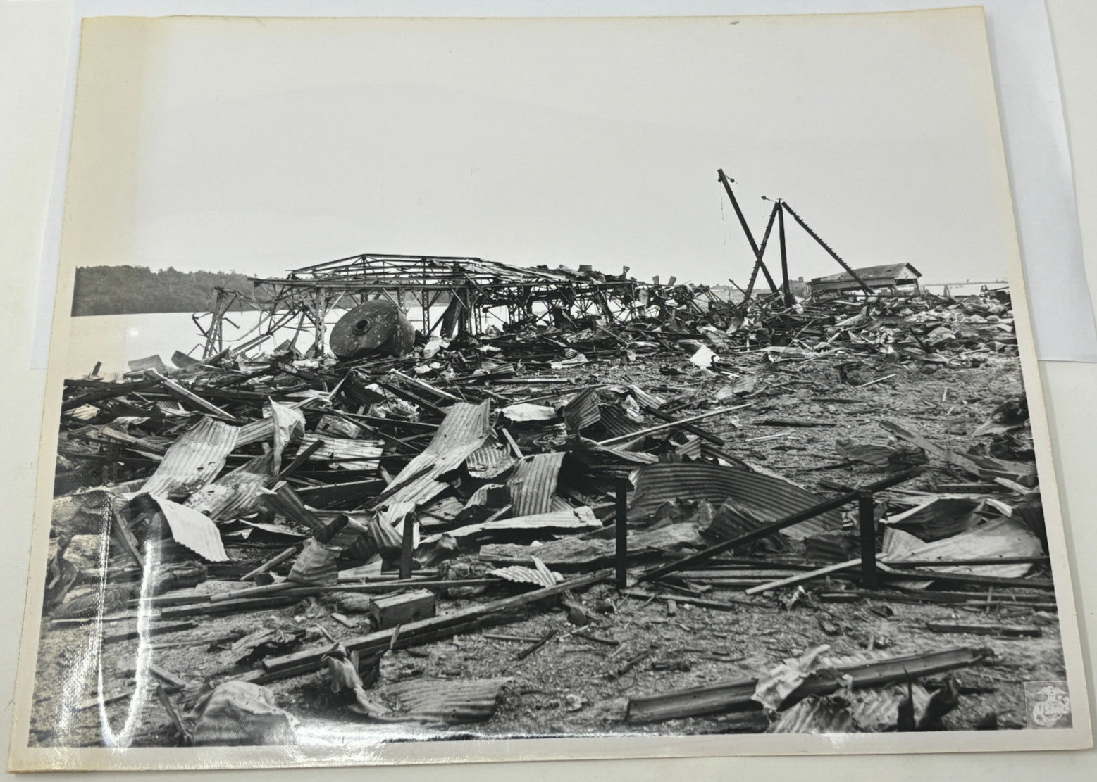 World War II 1944 Guam View of Wreckage of Piti Navy Yard US Marine Corp Photo