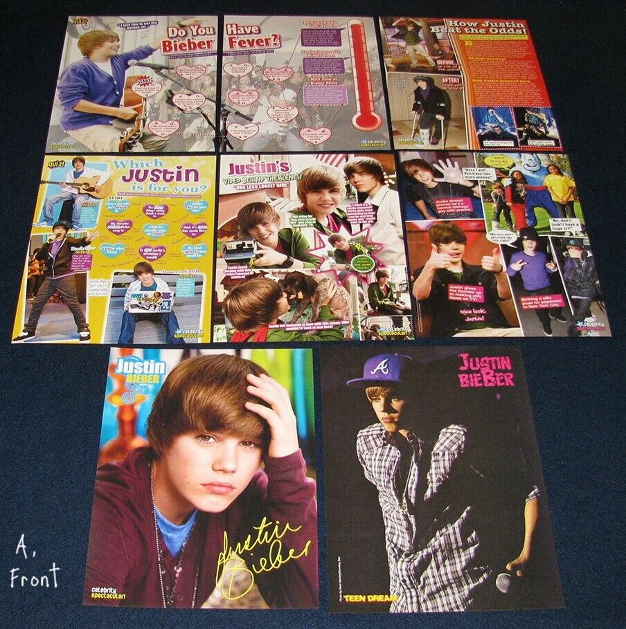 Justin Bieber 16 Full page clippings - 2-sided Magazine Pinups Articles Lot B811