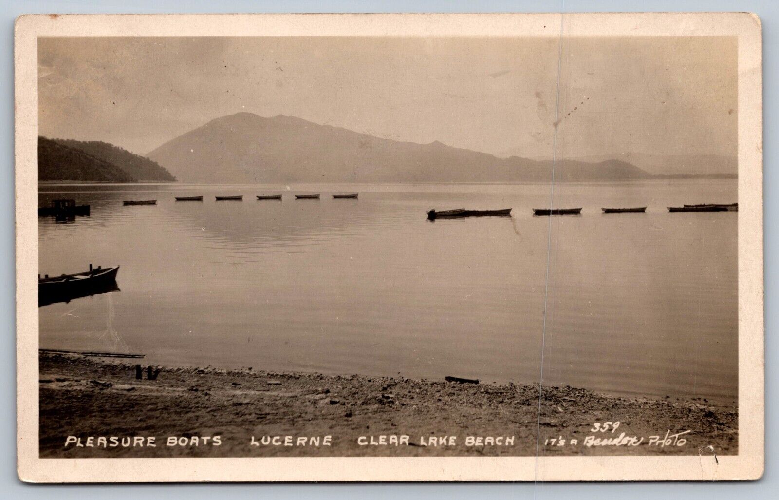 1926 RPPC PLEASURE BOATS LUCERNE CLEAR LAKE BEACH CALIFORNIA