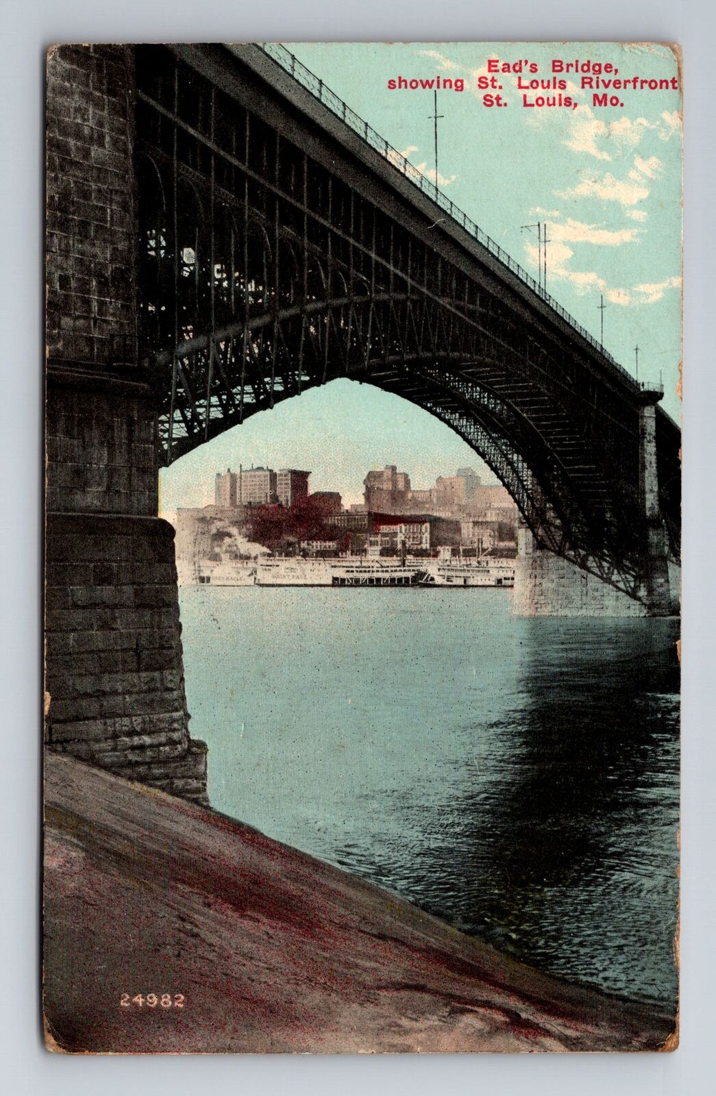 St Louis MO-Missouri, Ead's Bridge, St Louis Riverfront, c1911 Vintage Postcard