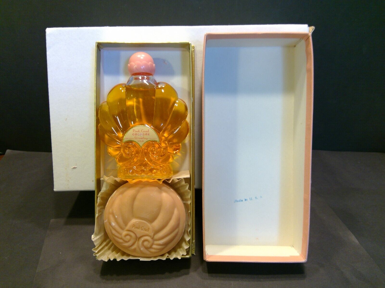 Vintage Pink Coral Cologne and Perfumed Soap Set by Wrisley - NIB