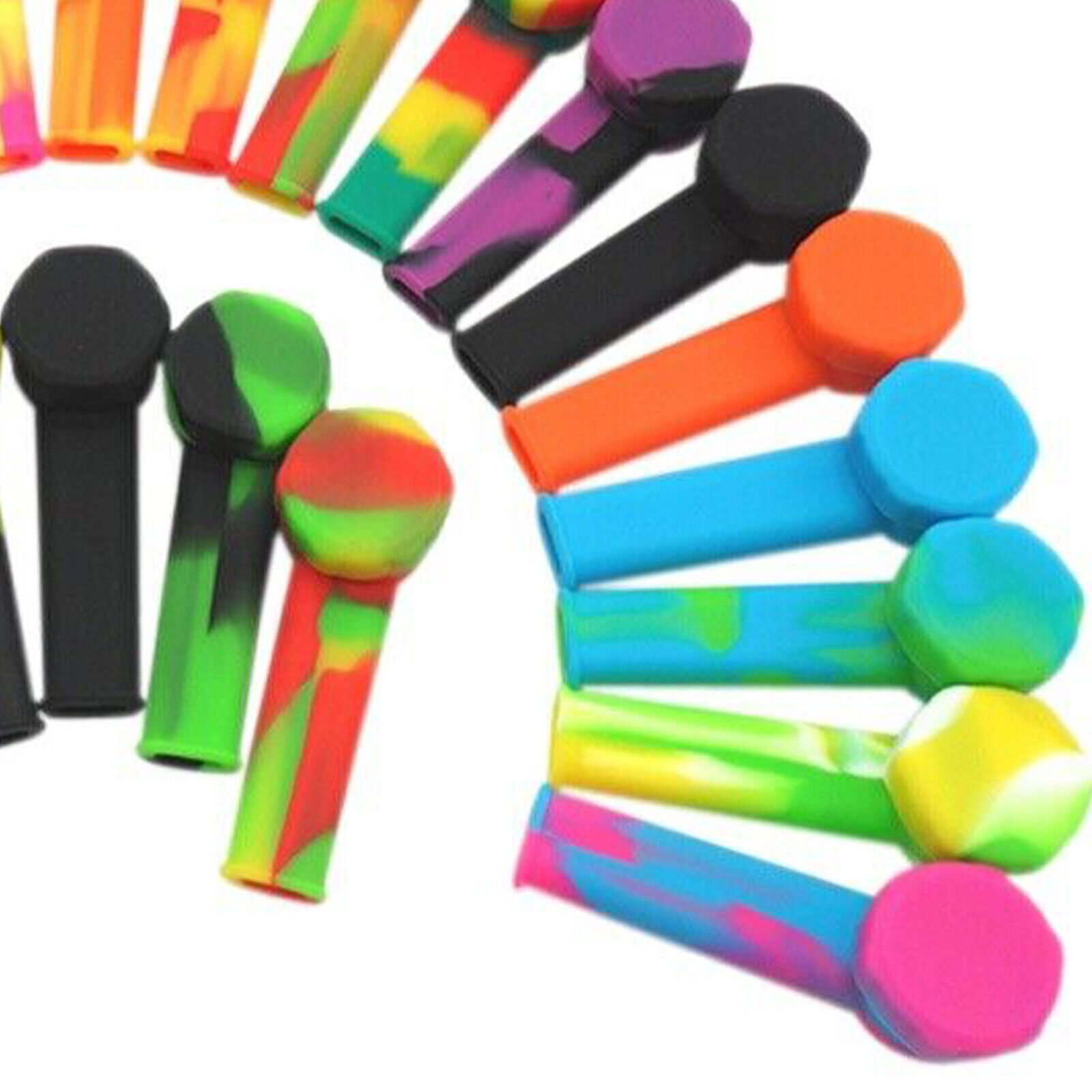 10PC 3.4\'\' Mini Silicone Smoking Hand Pipe with Metal Bowl &Cap Lid Pocket Pipe