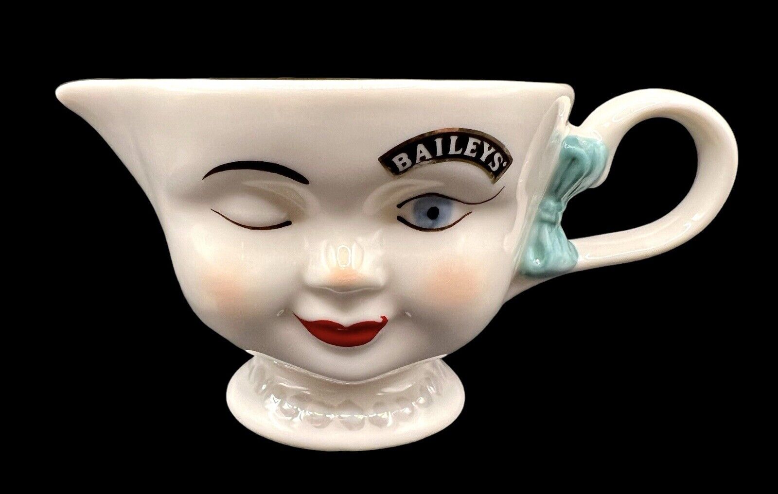 Vintage Baileys Liquor Winking Face Creamer Limited Edition 1996 Yum Pearls Bow