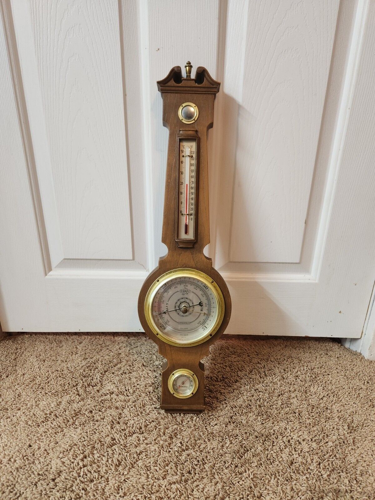 Vintage Springfield Wall Mount Weather Station Barometer Temp Humidity