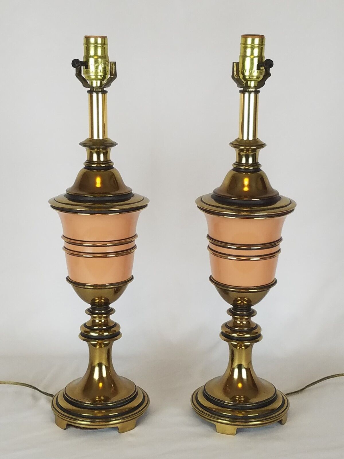 Vintage Hollywood Style Regency Urn Table Lamps.