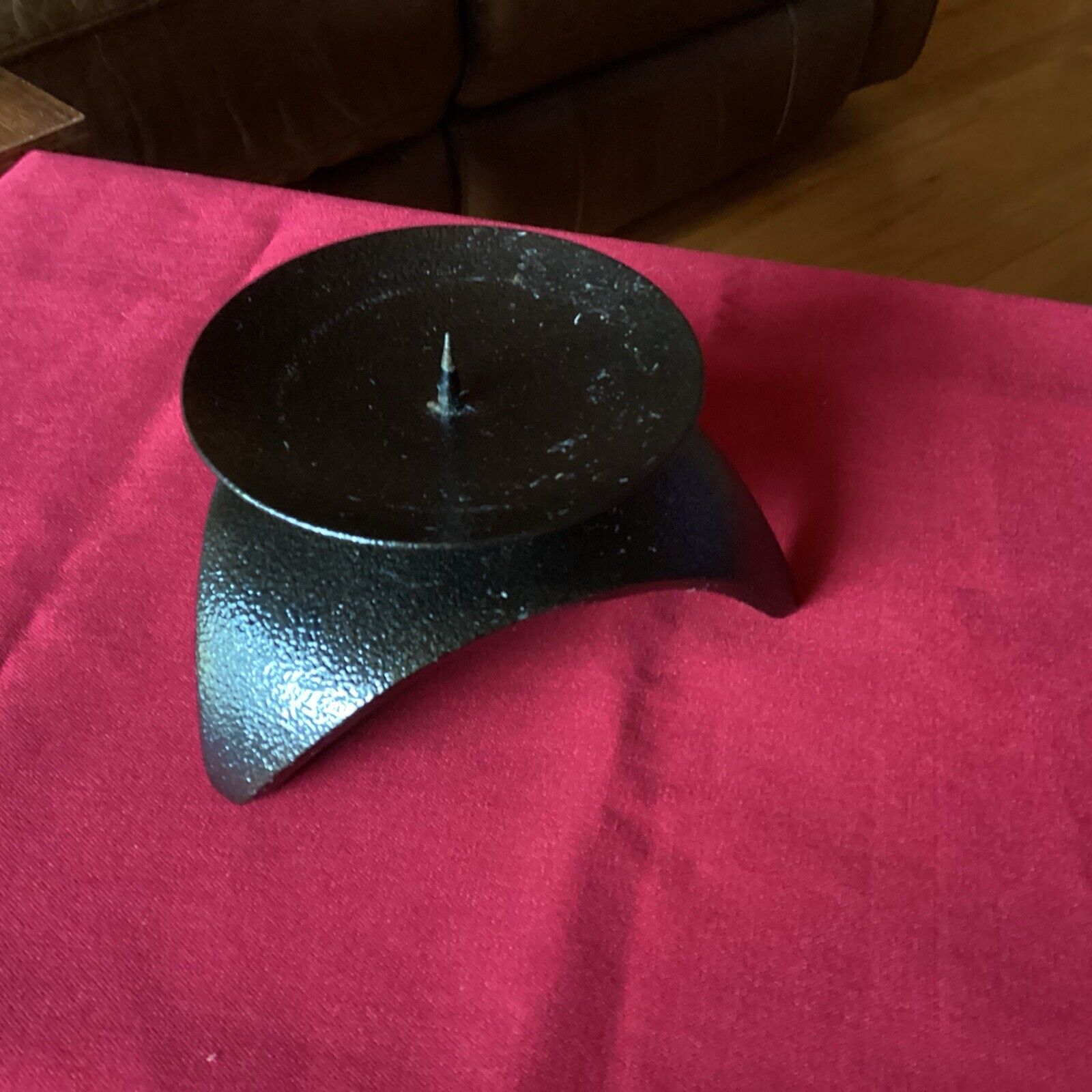 Vintage Mid Century Modern Tripod Candle Holders Cast Iron Metal Black