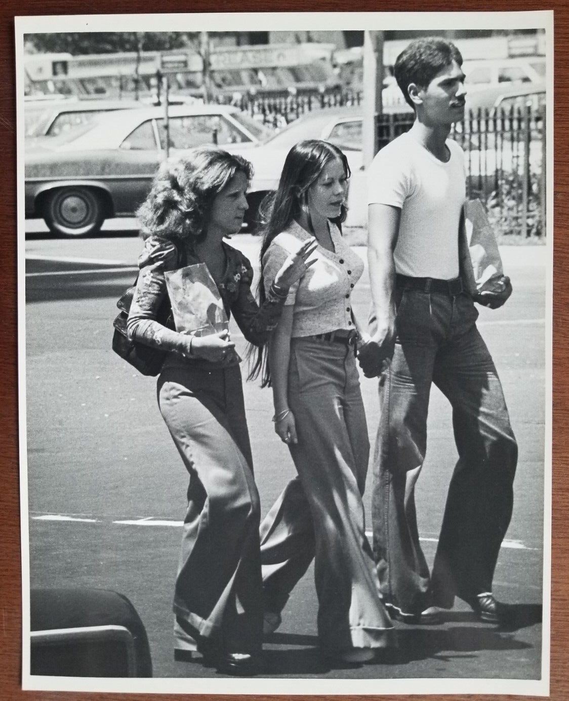 1973 B&W Glossy Photo New York City Retro Fashion Platforms Hairstyles 8x10
