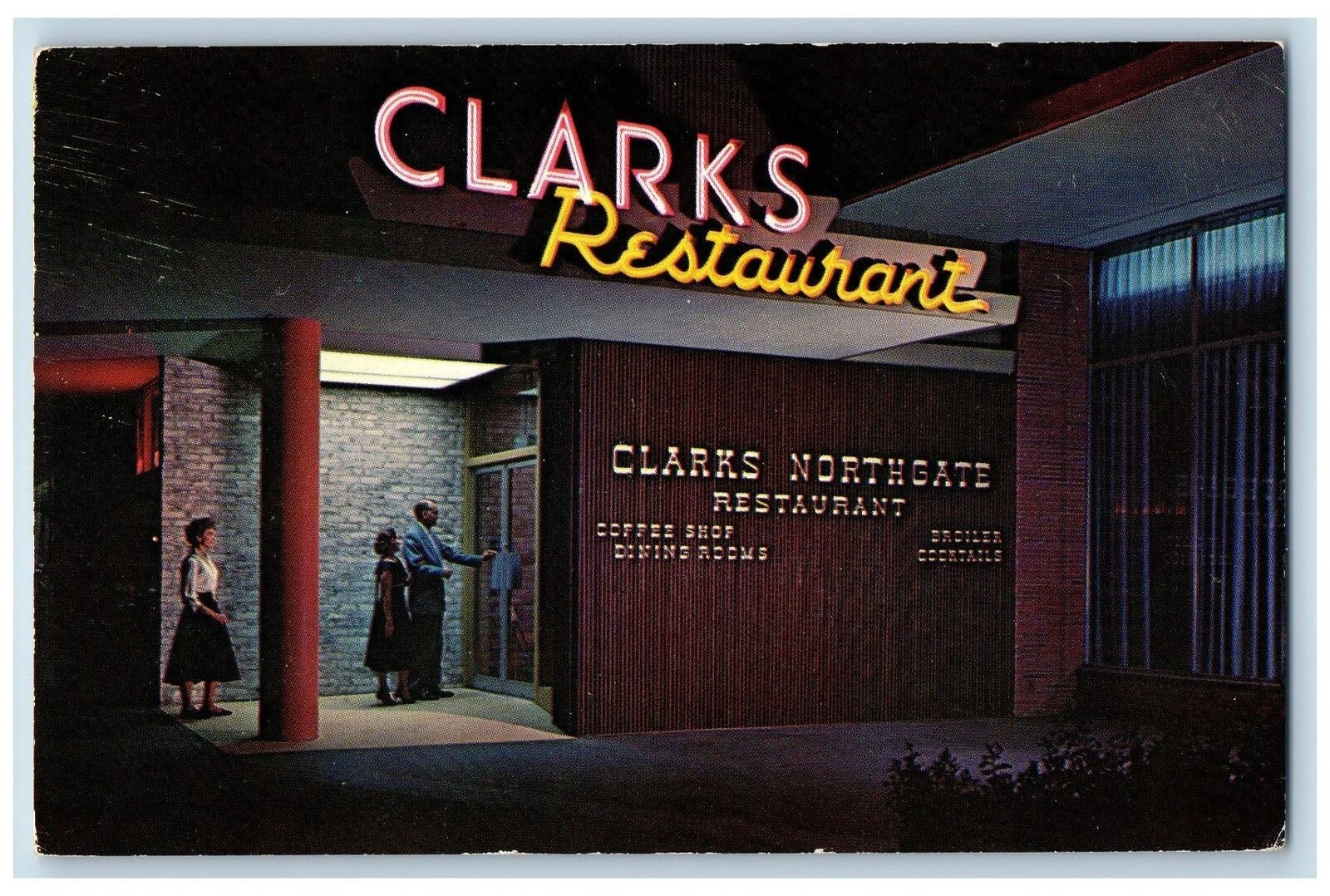 Seattle Washington WA Postcard Clark\'s Northgate Restaurant Exterior c1960\'s