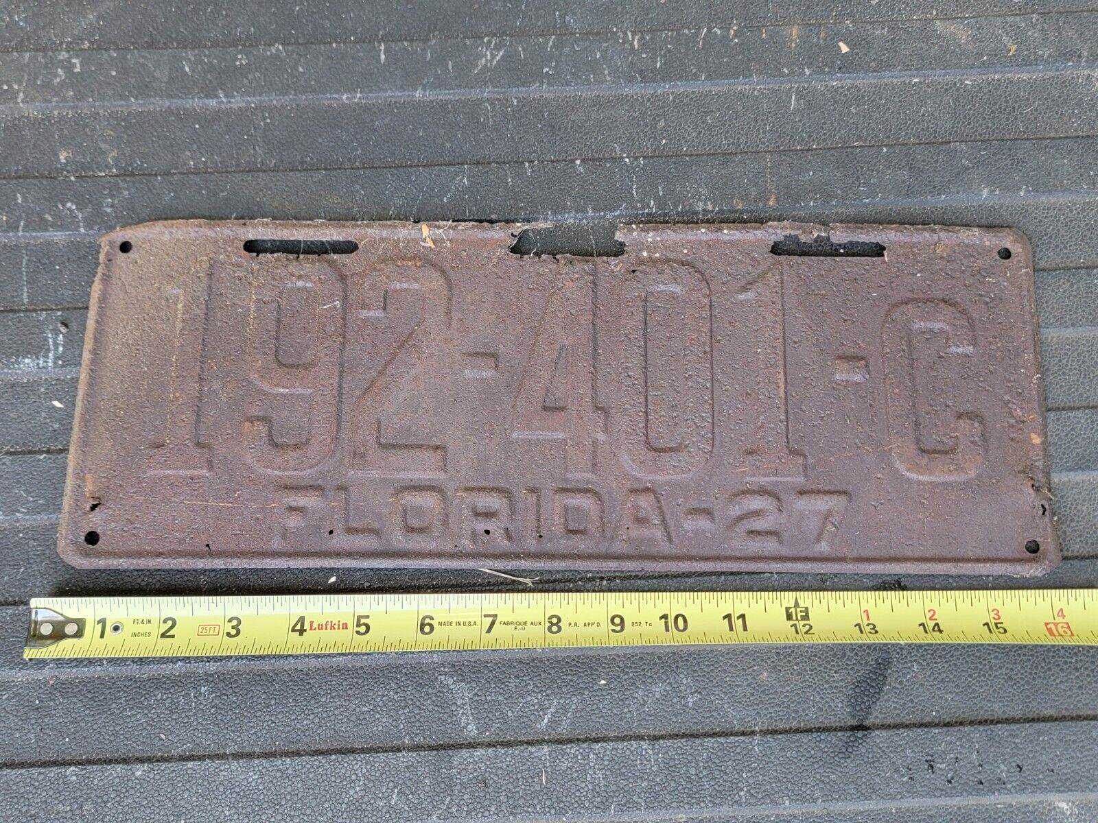 Antique 1927 Florida License Plate Vintage Tag Sign Booster Fla 