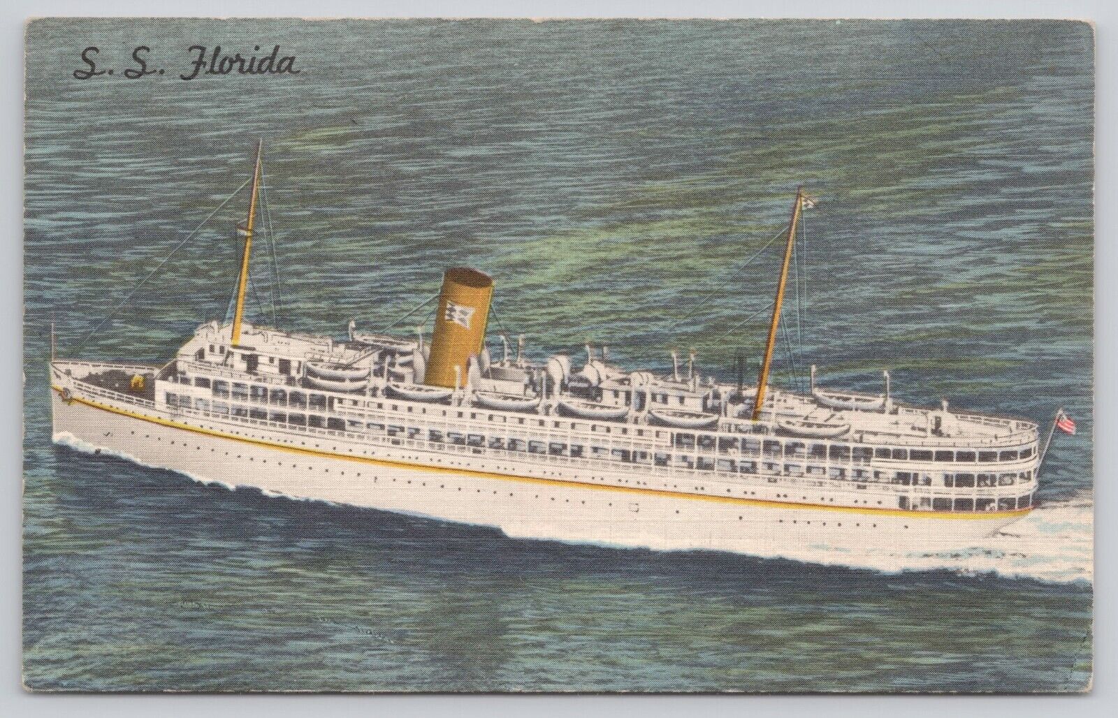 Postcard Ariel View SS Florida Steamship