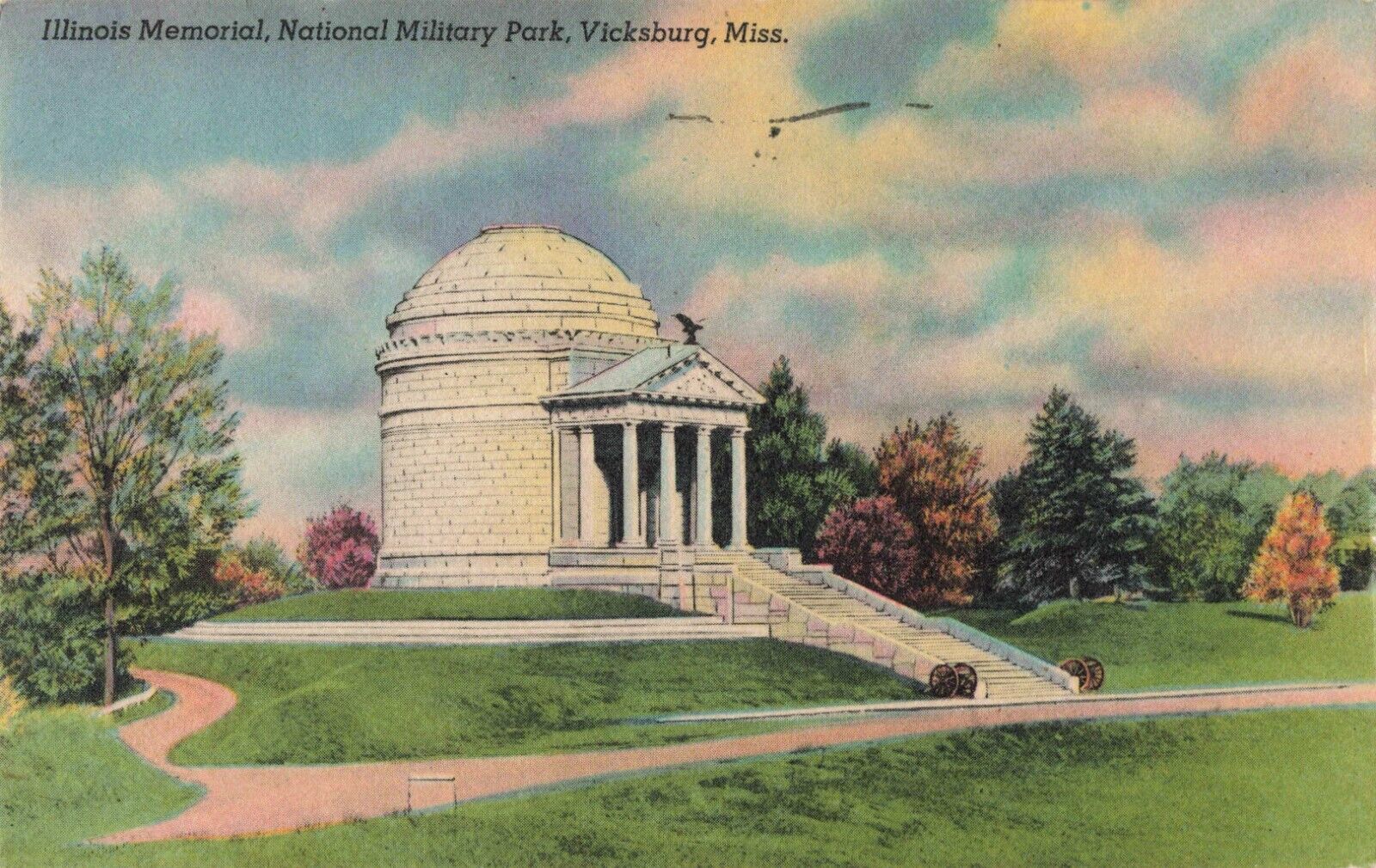 Vicksburg MS, Illinois Memorial, National Military Park, Vintage Postcard