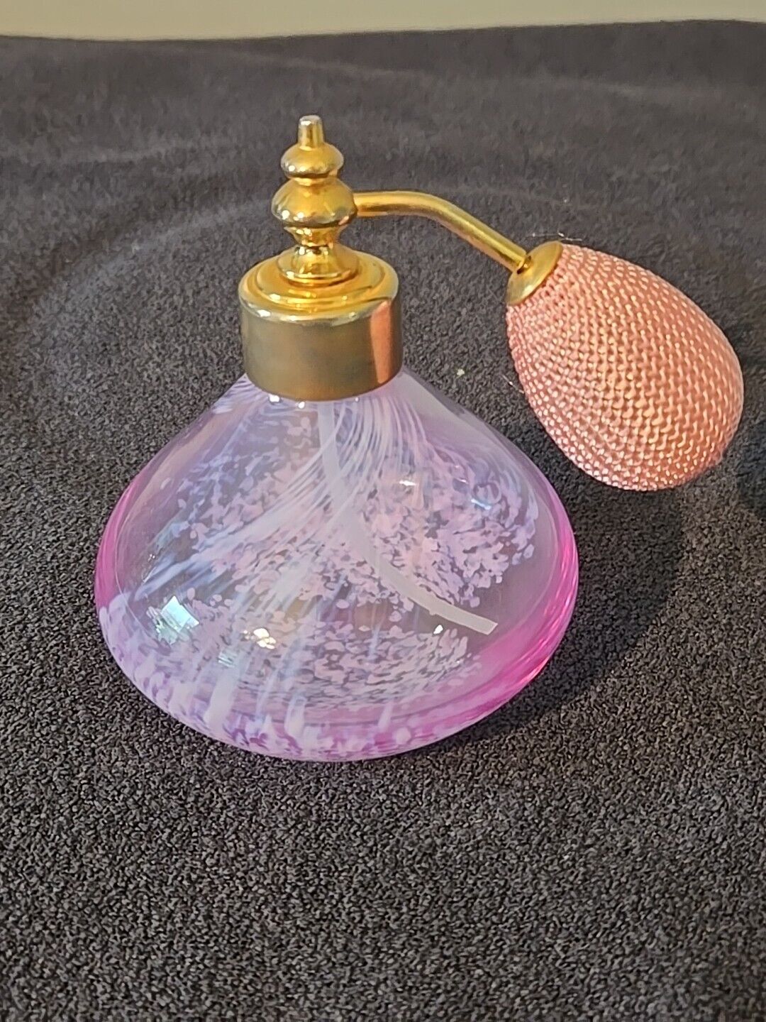 Vintage Caithness Scotland Handmade Atomizer pink swirl glass never used