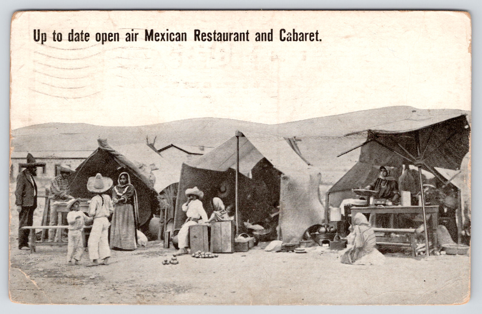 Postcard Up to date open air Mexican Restaurant and Cabaret Posted 1916