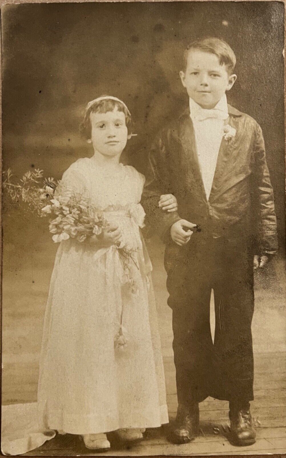 RPPC Children Small People Wedding Gertrude Powell Real Photo Postcard c1910