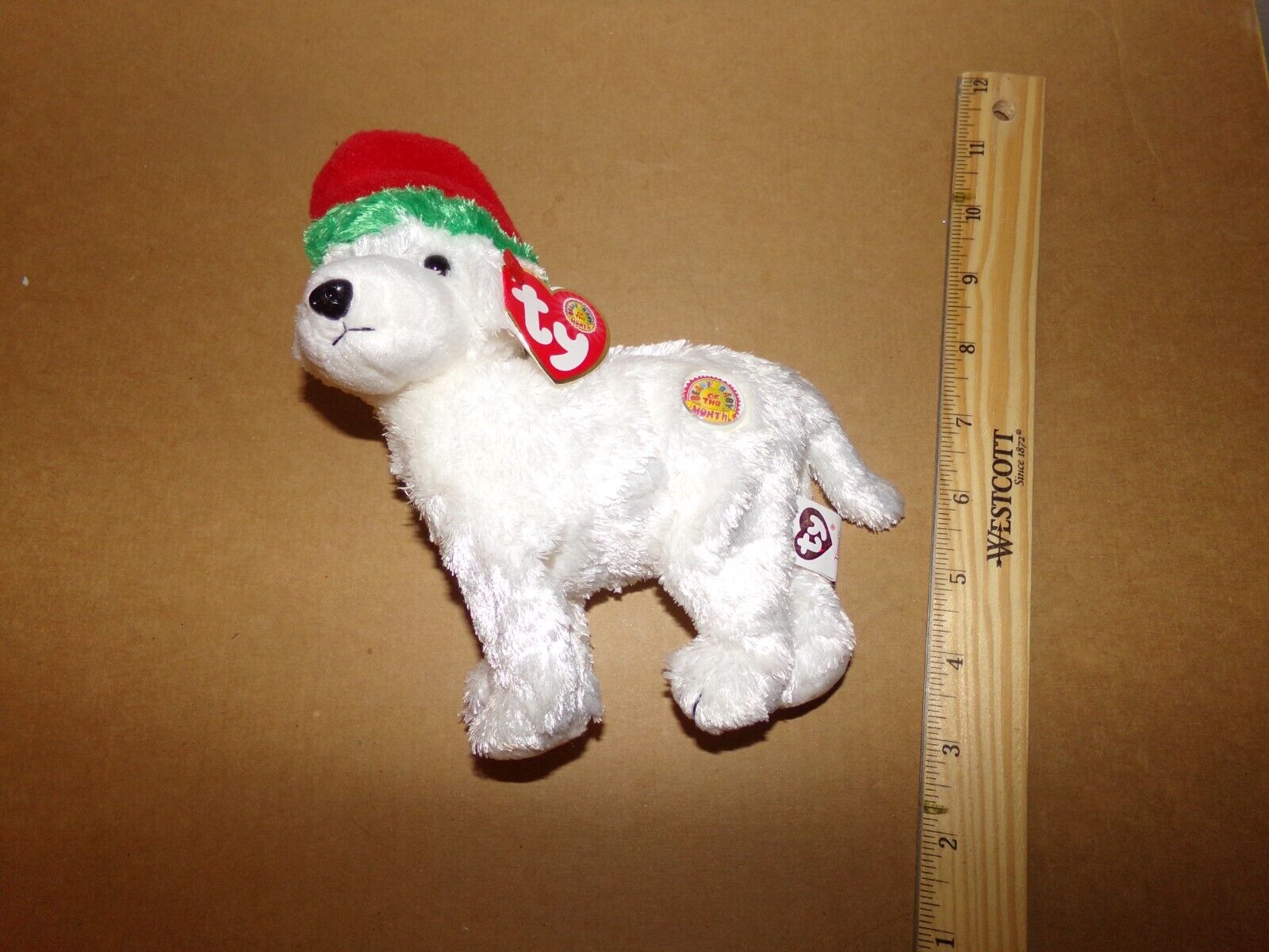 TY Beanie Baby of the Month Tinsel White Dog Christmas Plush Toy 2003