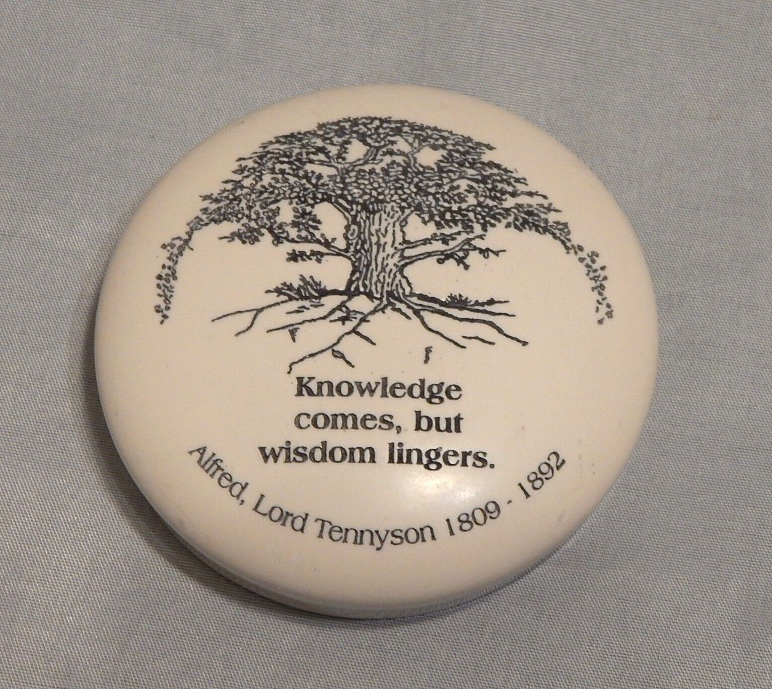 Alfred Lord Tennyson Paperweight England Knowledge comes, But Wisdom Lingers