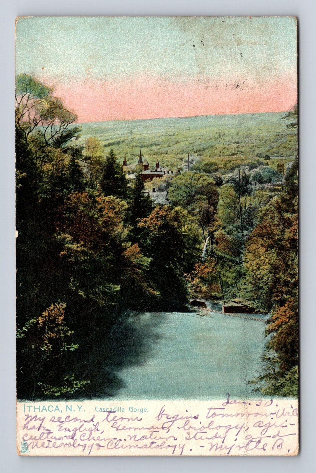Ithaca NY- New York, Cascadilla Gorge, Antique, Vintage c1910 Souvenir Postcard