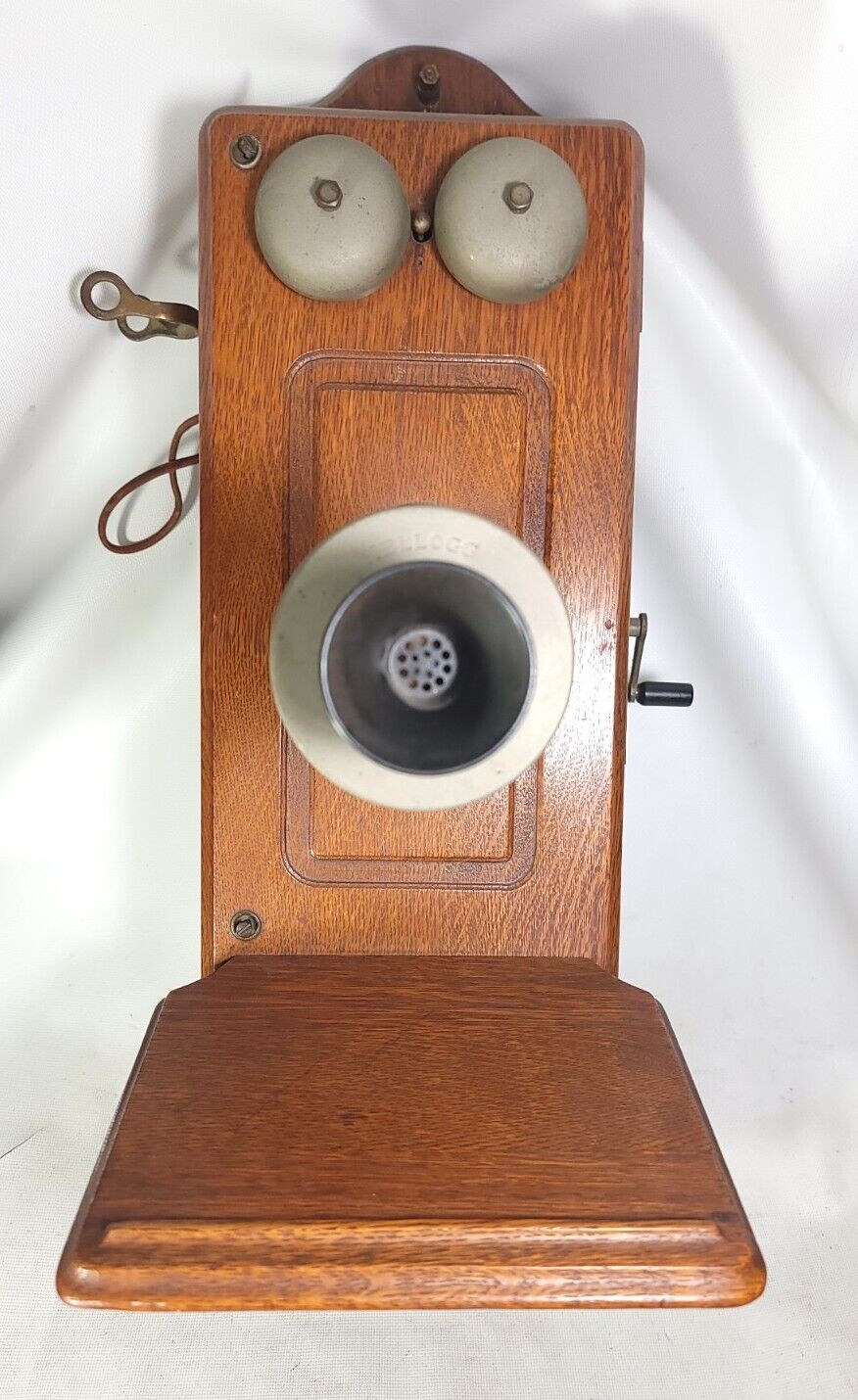 Antique KELLOGG 1901 Wall Crank Telephone Cathedral Oak Wood-READ NOTES 
