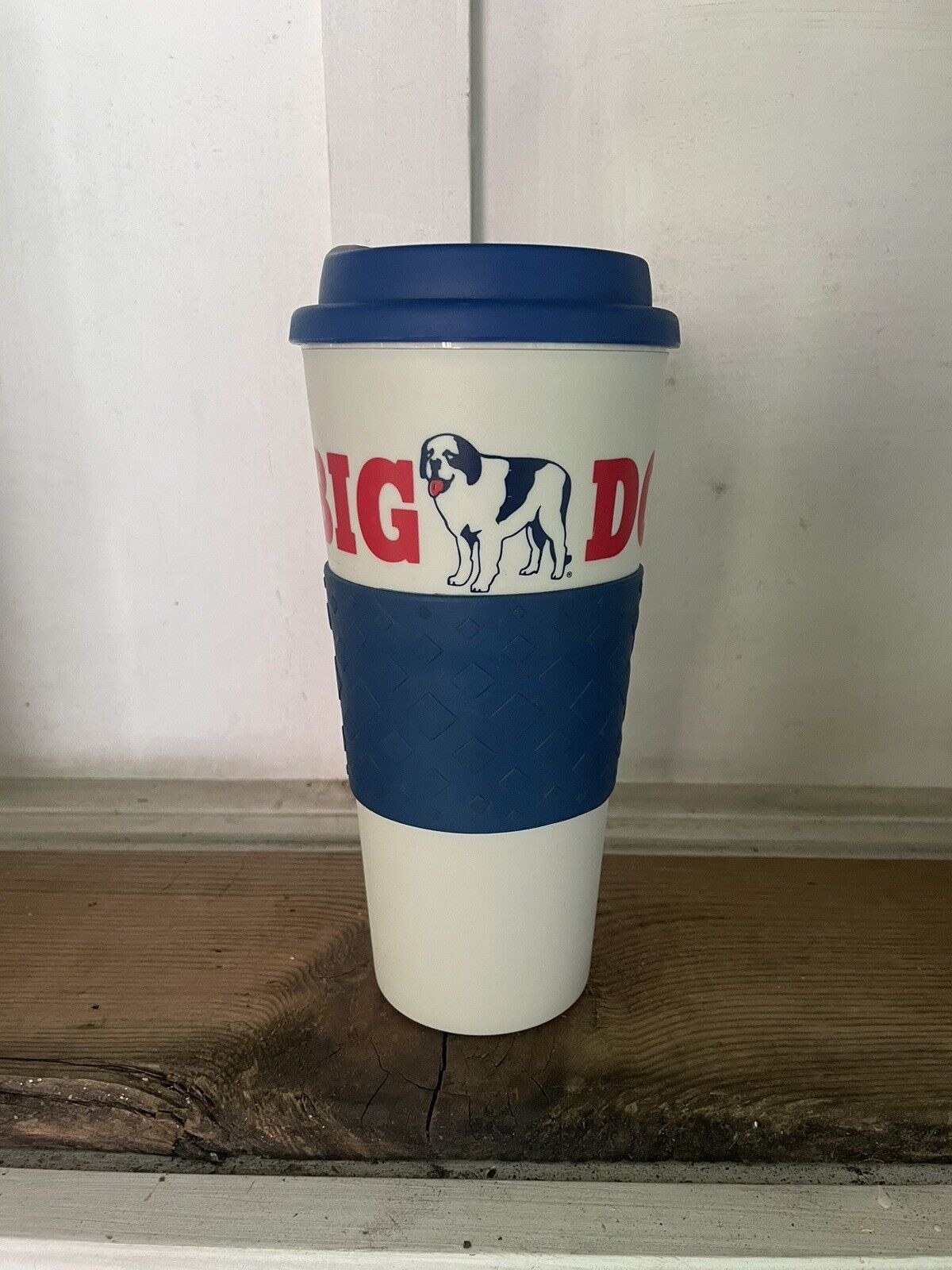 BIG DOGS LARGE Plastic Coffee Cup Travel Mug 9 Inches Tall Insulated NICE