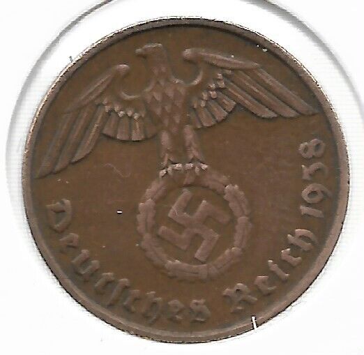 Rare Old WWII COPPER German War 1938-G WW2 Germany Military Collection Coin #141