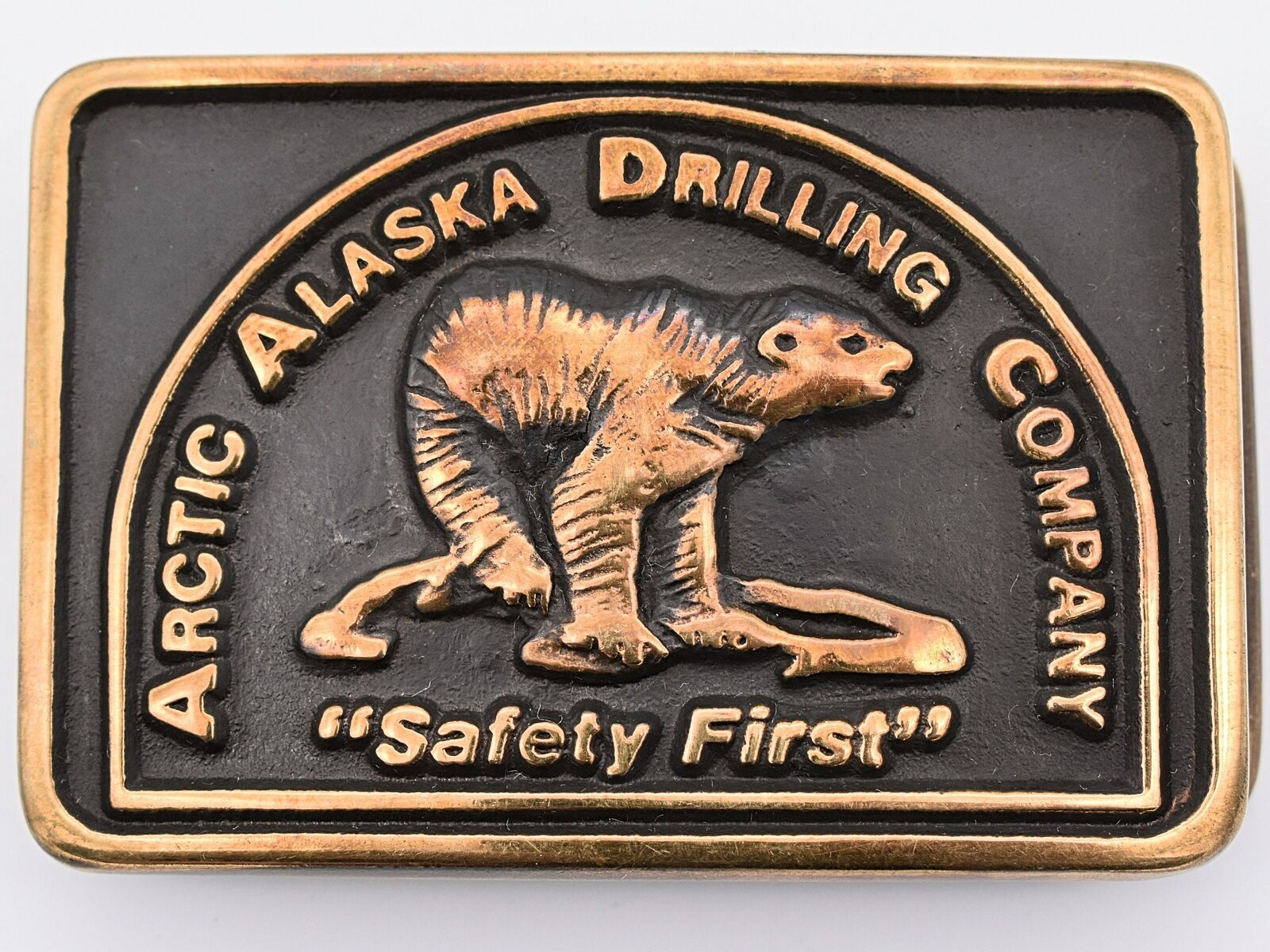 Arctic Alaska Drilling Company Solid Brass Vintage Belt Buckle