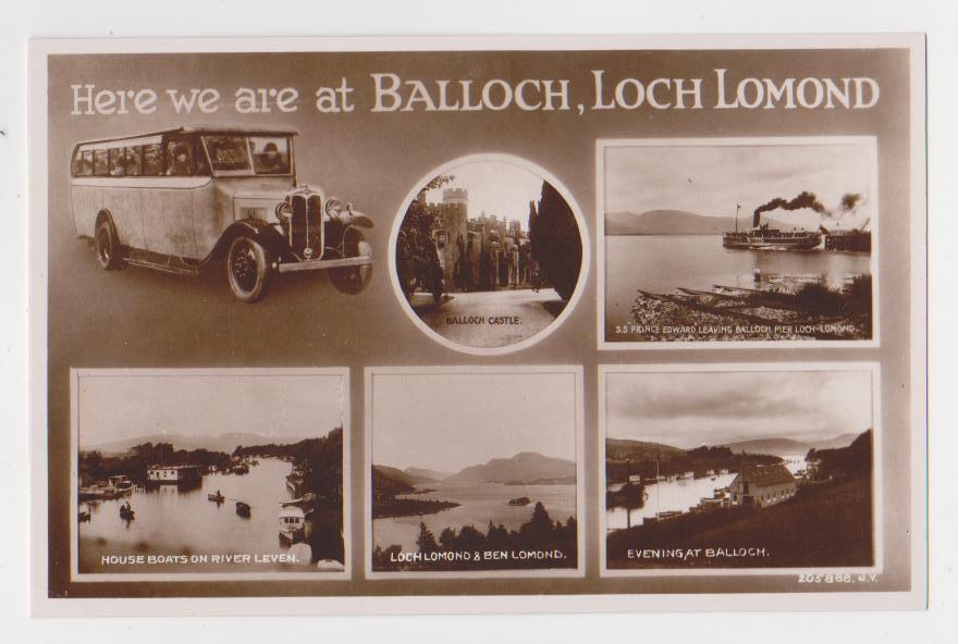 RPPC,Balloch,Loch Lomond,Scotland,U.K.5 Views.Tour Bus,West Dunbartonshire,c.\'30