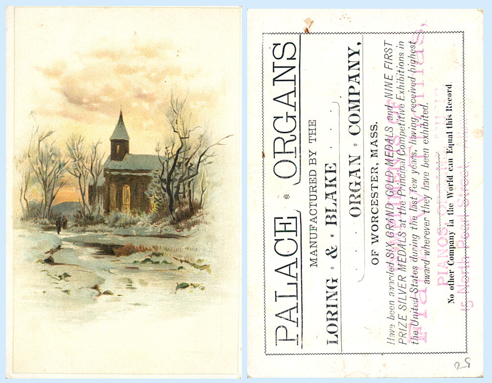 Victorian Trade Card - Palace Organs Loring & Blake Worchester Massachusetts