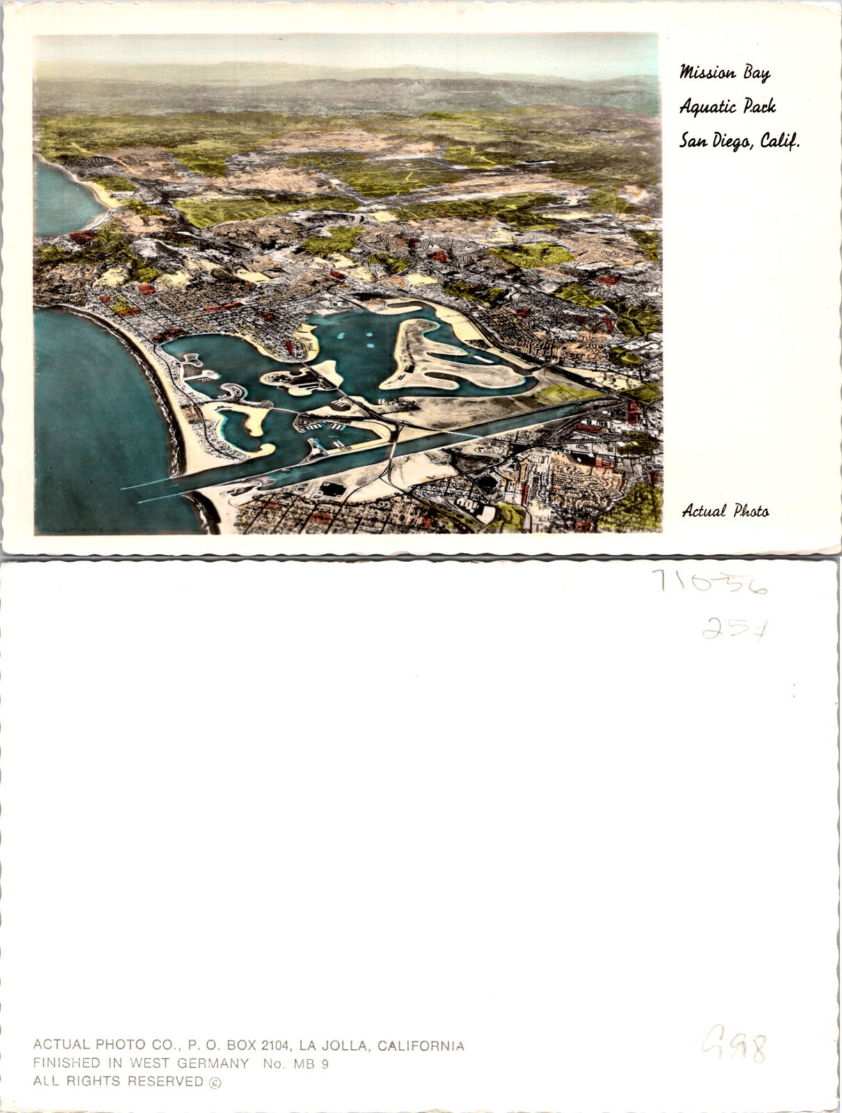 Mission Bay Aquatic Park San Diego CA Postcards unused 51765