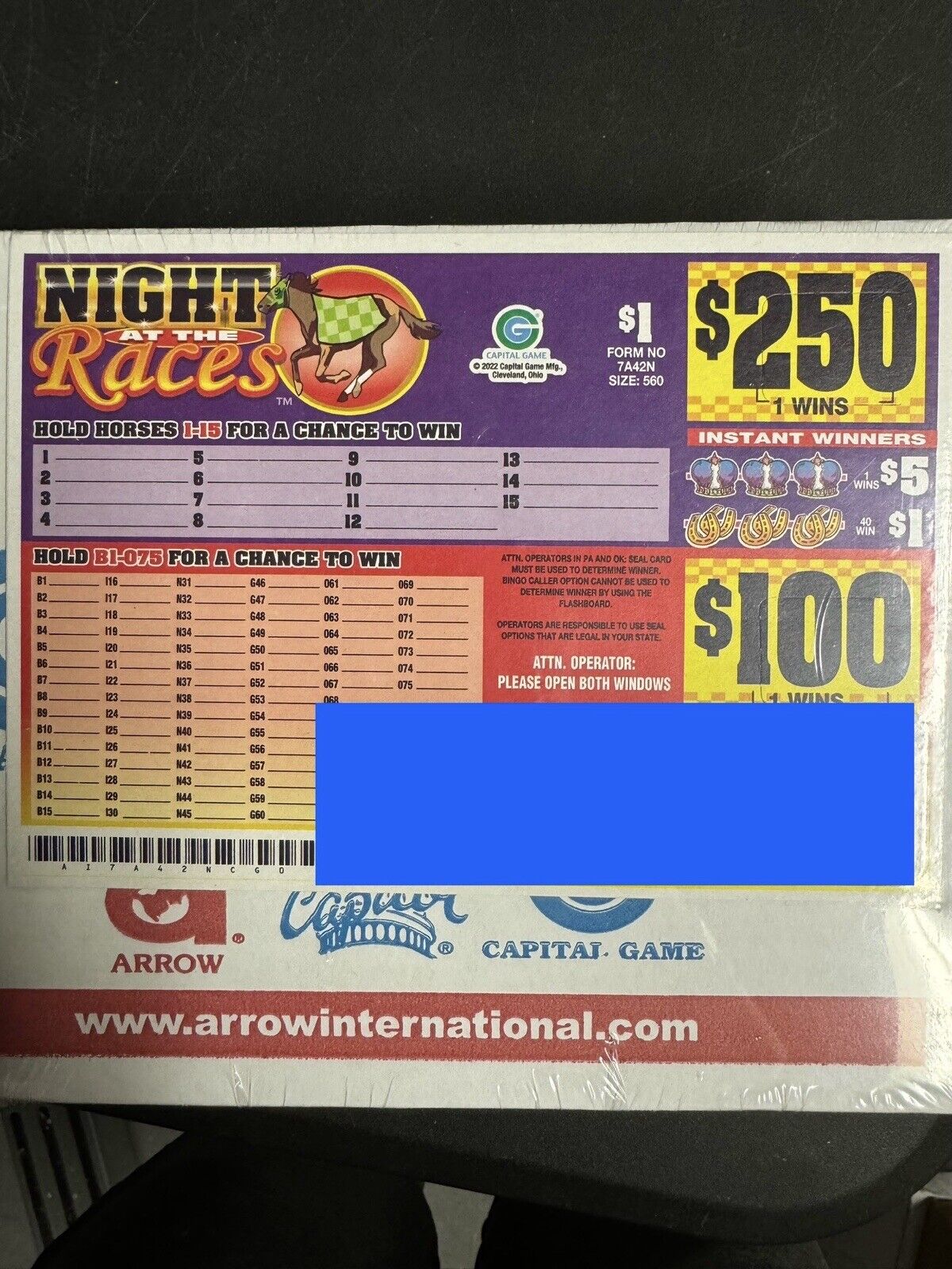 NEW pull tickets Night At The Races - Seal Card Tabs